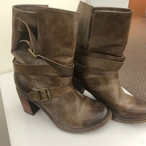 Rustic leather booties